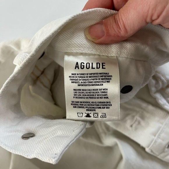 Agolde High Rise Riley Crop White Distressed Size 26 - Picture 4 of 9